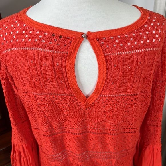 Free People Red Lace Bell Sleeve Top - Picture 10 of 15